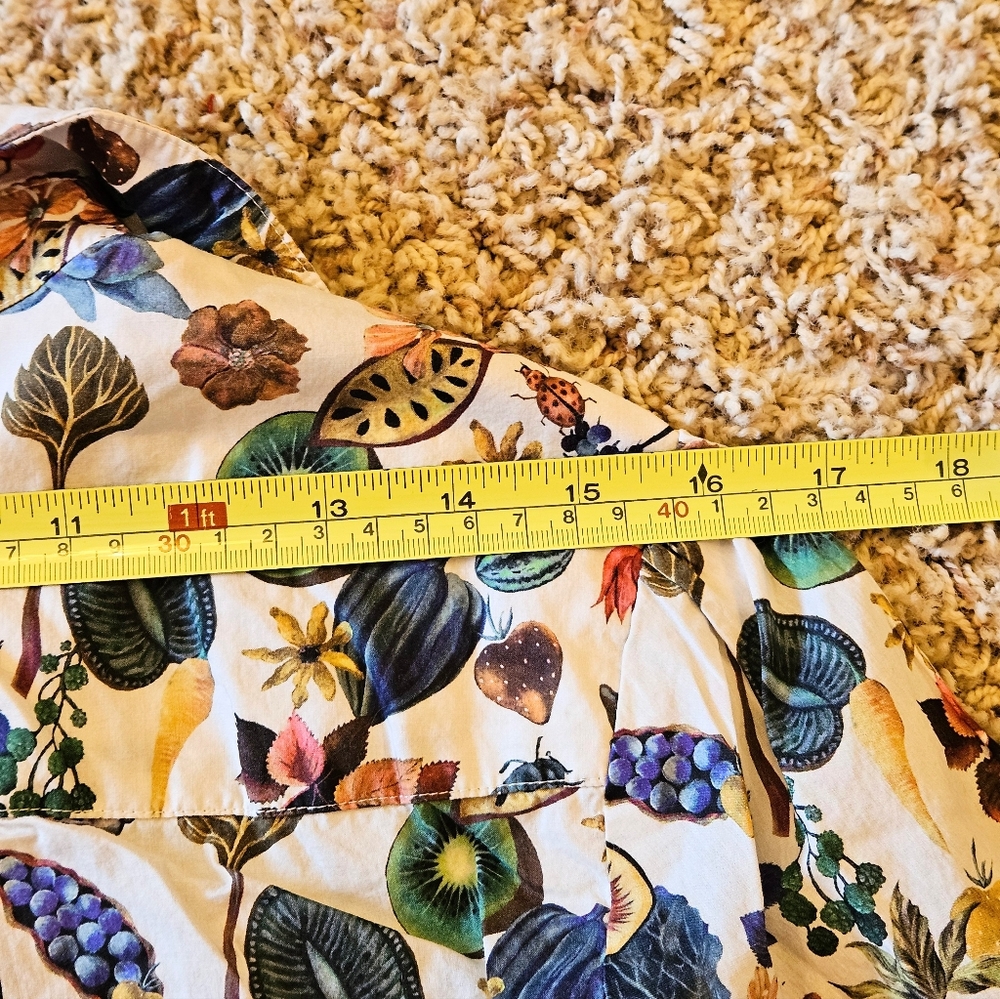 Antonio Melani Cotton Button Down Shirt Blouse Fruit Pattern Long Sleeve Size M - Picture 3 of 8